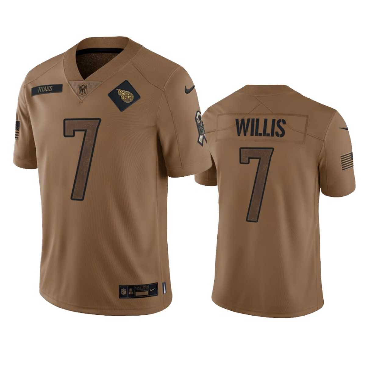 Men%27s Tennessee Titans #7 Malik Willis 2023 Brown Salute To Service Limited Jersey Dyin